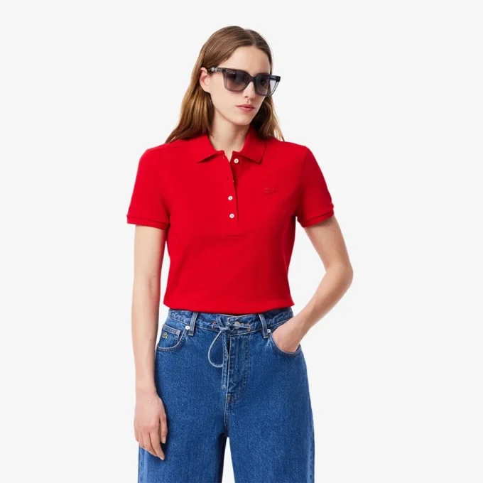 L.12.D Slim Fit stretch mini-polo voor dames