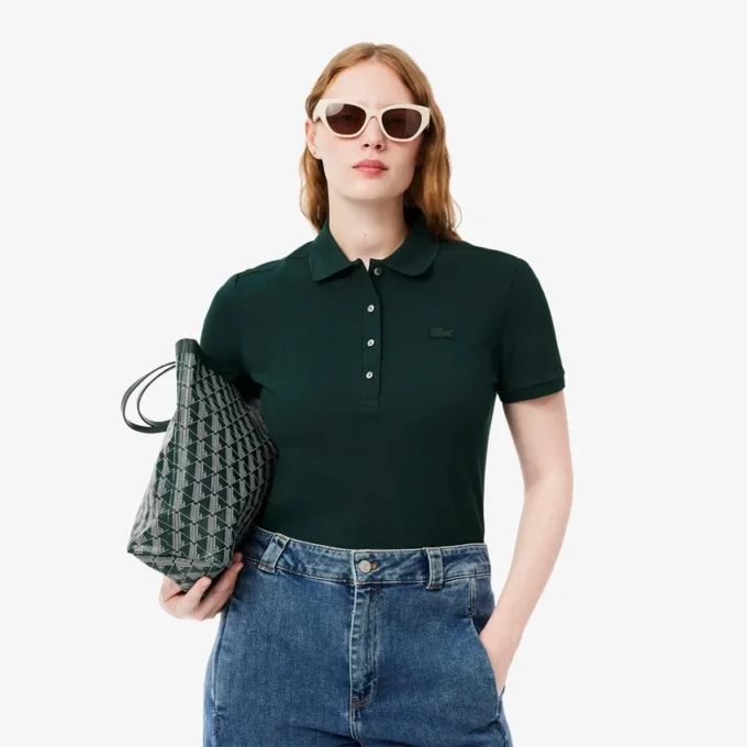 L.12.D Slim Fit stretch mini-polo voor dames