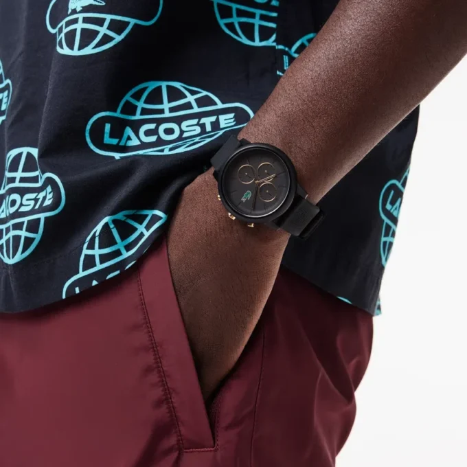 Lacoste.12.12 Chrono-horloge Zwart & Carnation Gold Siliconen