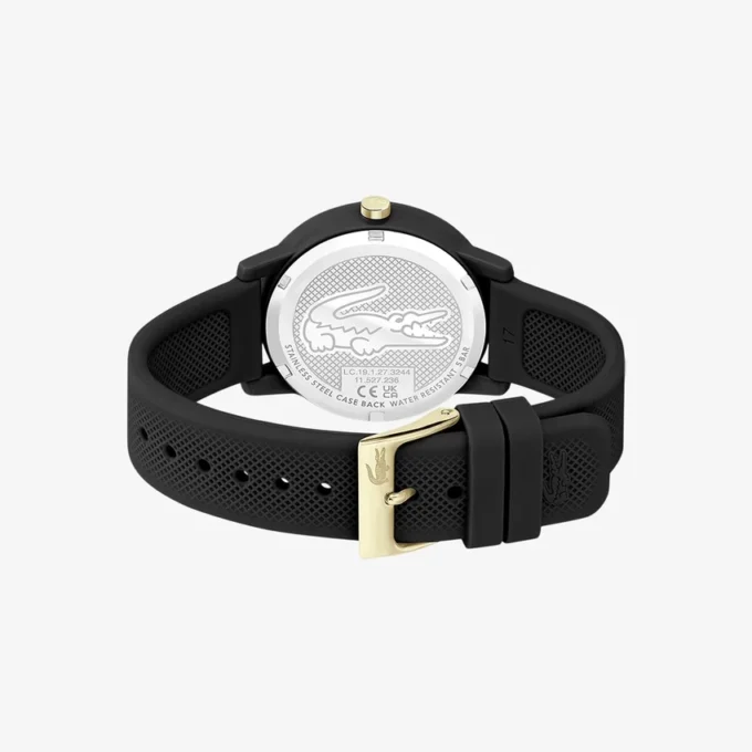 Lacoste.12.12 Horloge met zwarte siliconenband
