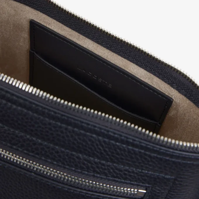 Lacoste Club clutch van generfd leer
