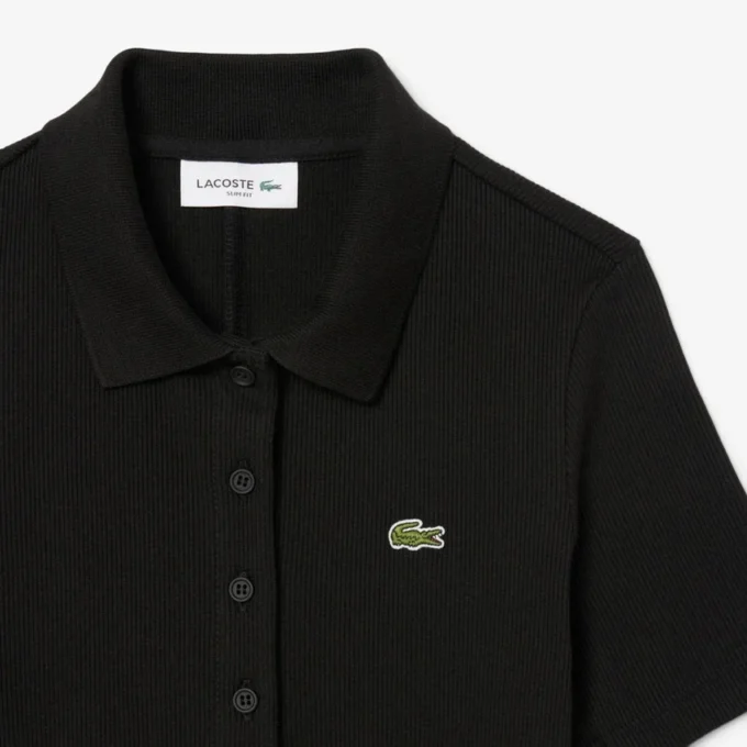 Lange geribde katoenen polojurk voor dames