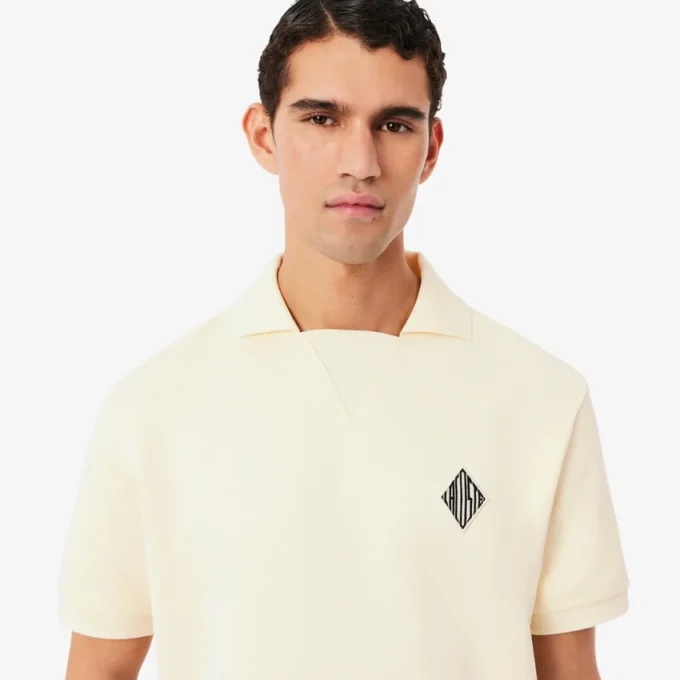 Loose fit fleece Polo with badge-accent