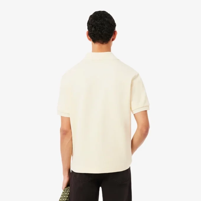 Loose fit fleece Polo with badge-accent