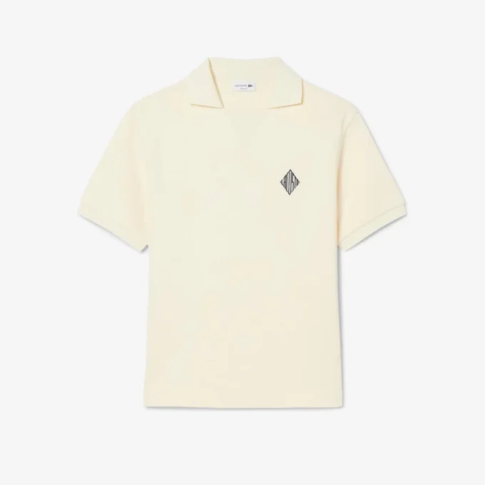 Loose fit fleece Polo with badge-accent