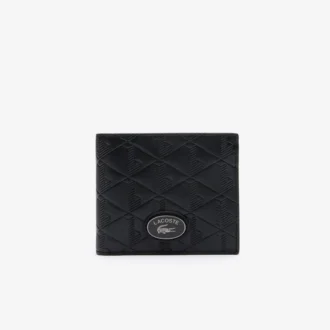 Medium leren portemonnee met monogram