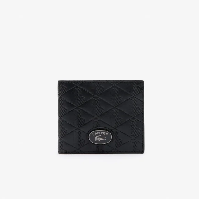 Medium leren portemonnee met monogram