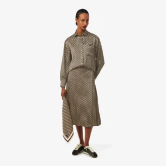 Midi-rok met print en plooien