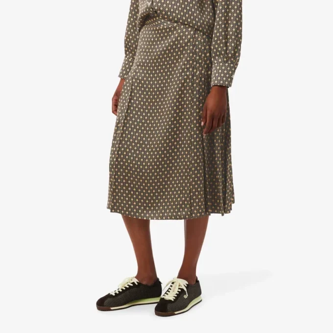 Midi-rok met print en plooien