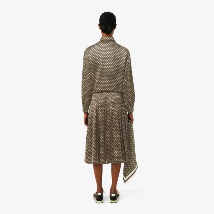 Midi-rok met print en plooien