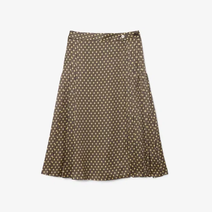 Midi-rok met print en plooien