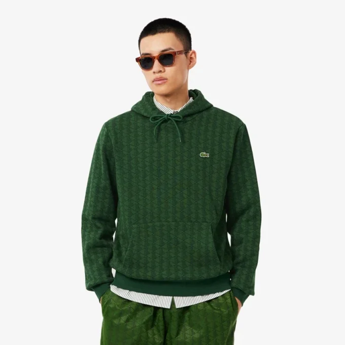 Monogram fleece hoodie voor heren