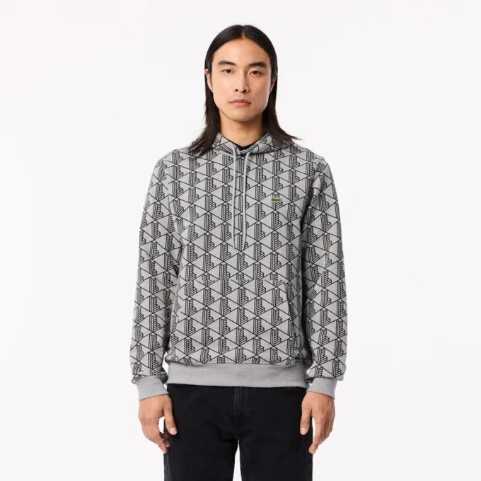 Monogram fleece hoodie voor heren