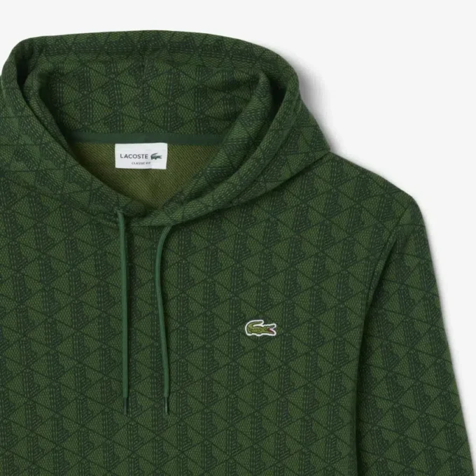 Monogram fleece hoodie voor heren