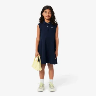 Mouwloze stretch piqué Polo-jurk voor kinderen