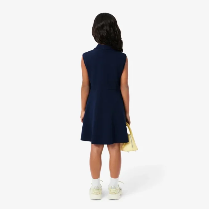 Mouwloze stretch piqué Polo-jurk voor kinderen