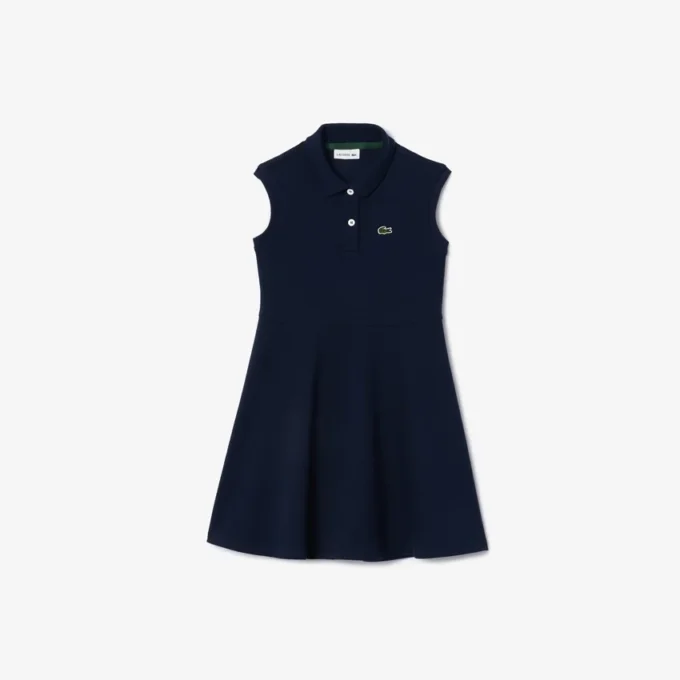 Mouwloze stretch piqué Polo-jurk voor kinderen