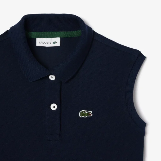 Mouwloze stretch piqué Polo-jurk voor kinderen