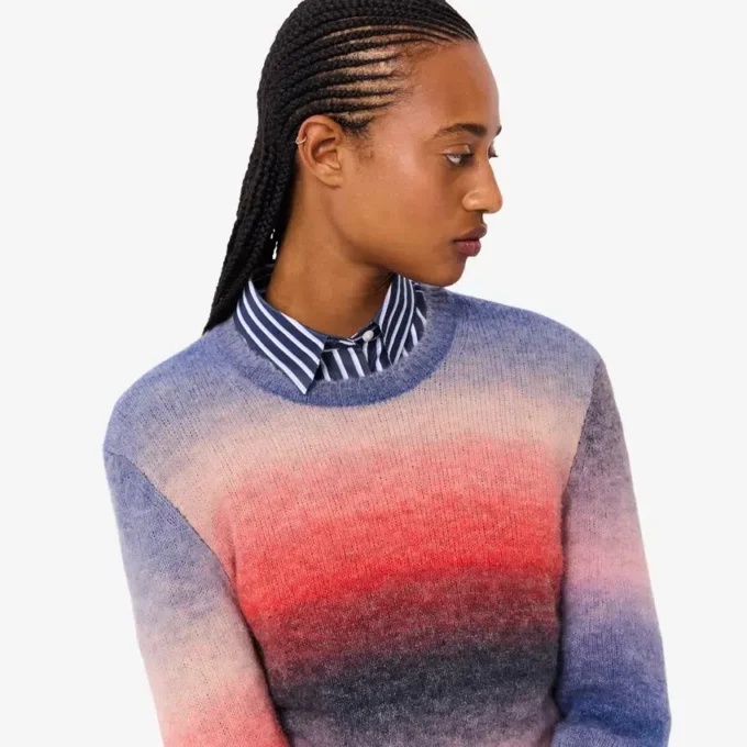 Ombra-trui met ronde hals voor dames