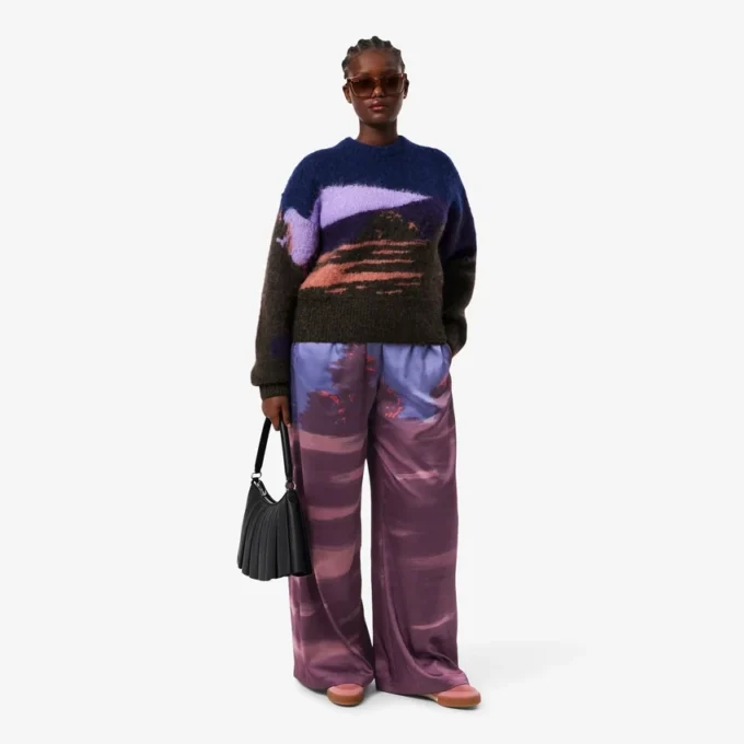 Oversized broek met landschapsprint voor dames