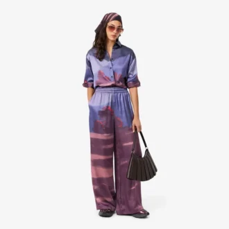 Oversized broek met landschapsprint voor dames