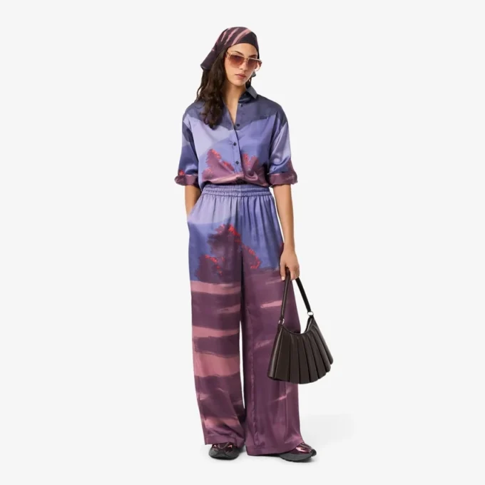 Oversized broek met landschapsprint voor dames