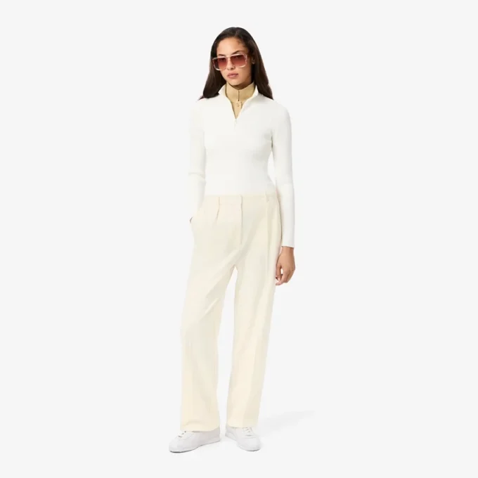 Oversized geplooide flanellen broek voor dames