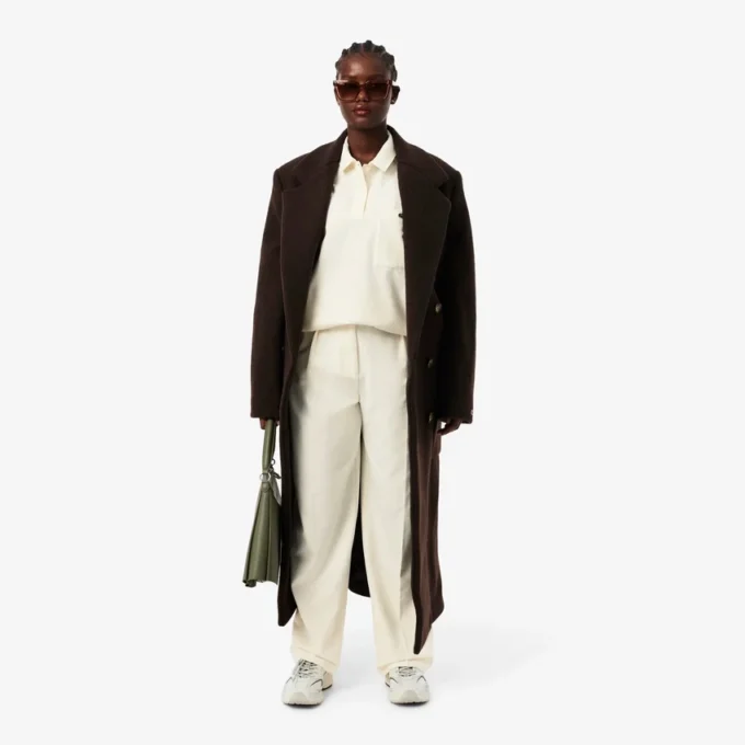 Oversized geplooide flanellen broek voor dames