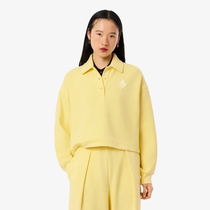 Oversized geribbeld Polo-Sweatshirt
