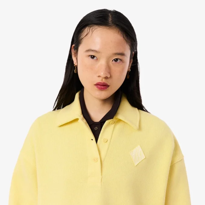 Oversized geribbeld Polo-Sweatshirt