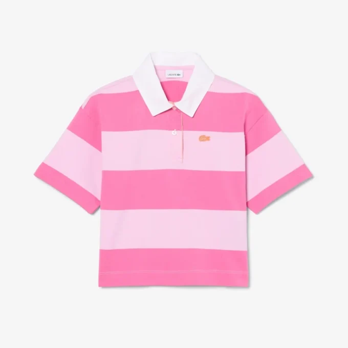 Oversized gestreepte katoenen rugbypolo
