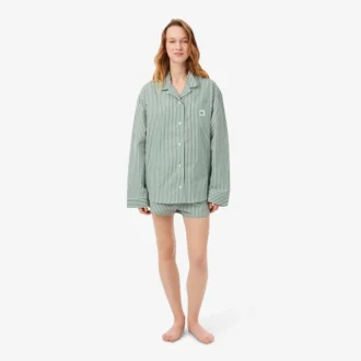 Oversized gestreepte popeline pyjamaset