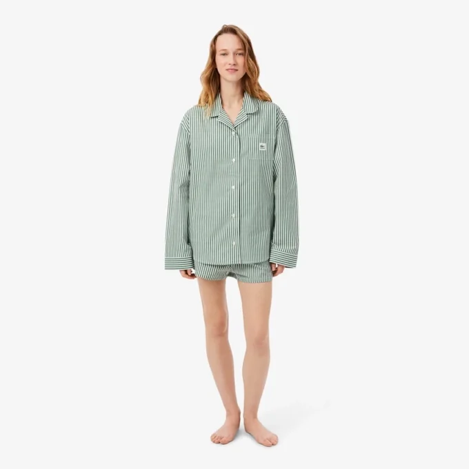 Oversized gestreepte popeline pyjamaset