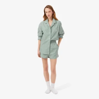 Oversized gestreepte popeline pyjamaset