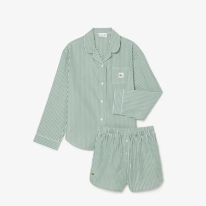 Oversized gestreepte popeline pyjamaset