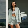 Oversized gestreepte popeline pyjamaset