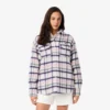 Oversized gewatteerd wollen overshirt voor dames