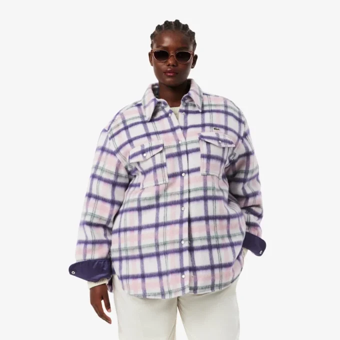 Oversized gewatteerd wollen overshirt voor dames