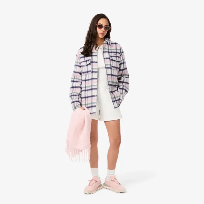 Oversized gewatteerd wollen overshirt voor dames
