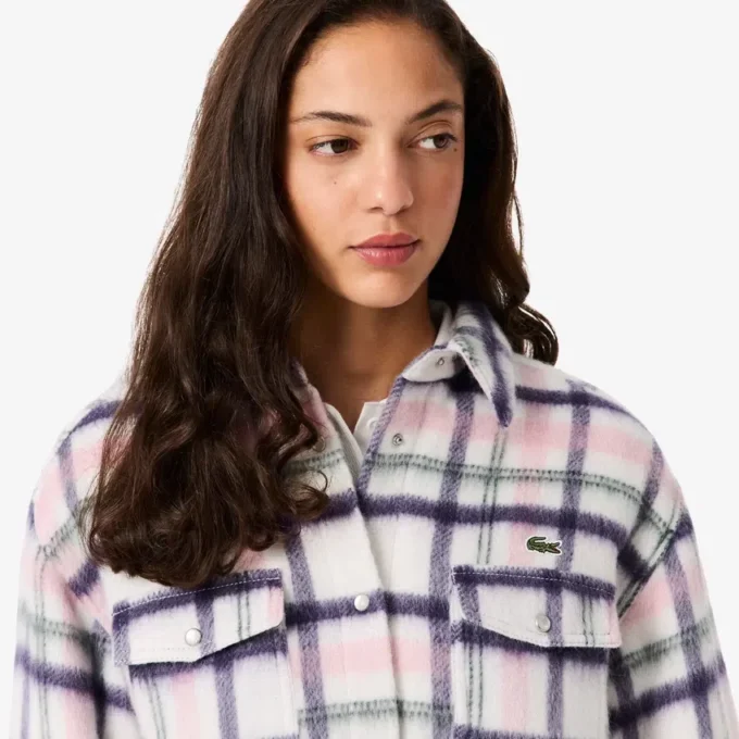 Oversized gewatteerd wollen overshirt voor dames