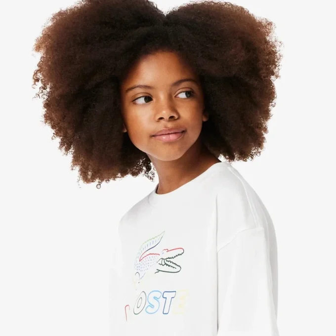Oversized katoen T-shirt met print voor meisjes