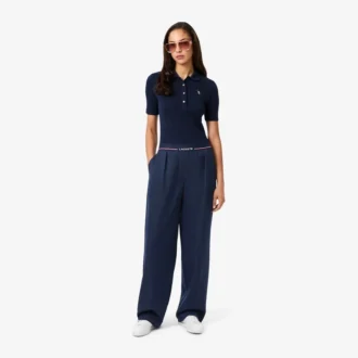Oversized plooibroek van wolmix voor dames