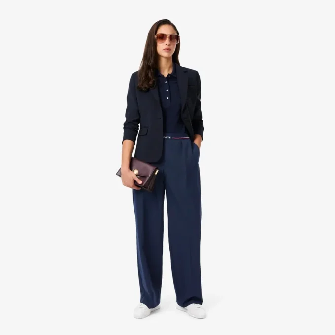 Oversized plooibroek van wolmix voor dames