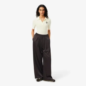Oversized satijnen broek met elastische tailleband