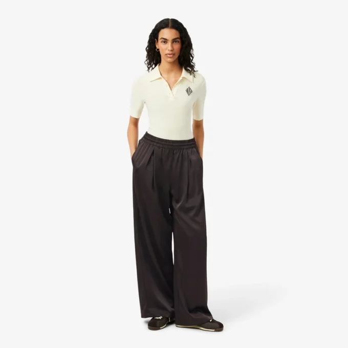 Oversized satijnen broek met elastische tailleband