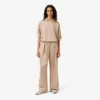 Oversized satijnen broek met elastische tailleband