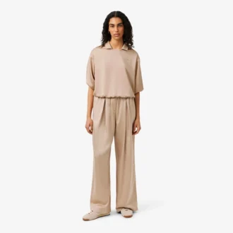 Oversized satijnen broek met elastische tailleband