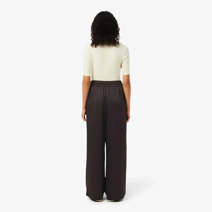 Oversized satijnen broek met elastische tailleband