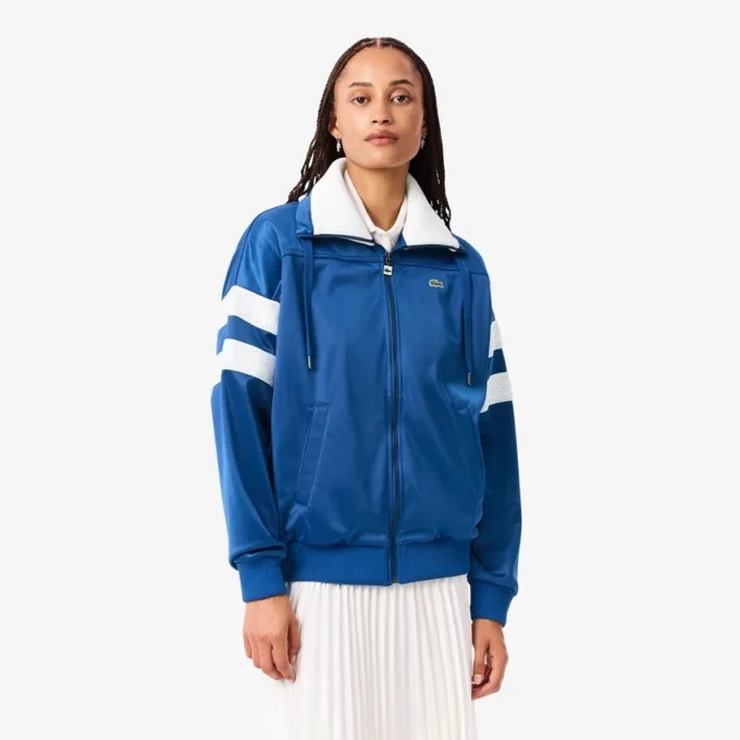 Oversized satijnen pointelle-strepen-Sweatshirt voor dames