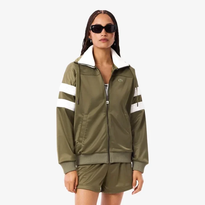 Oversized satijnen pointelle-strepen-Sweatshirt voor dames